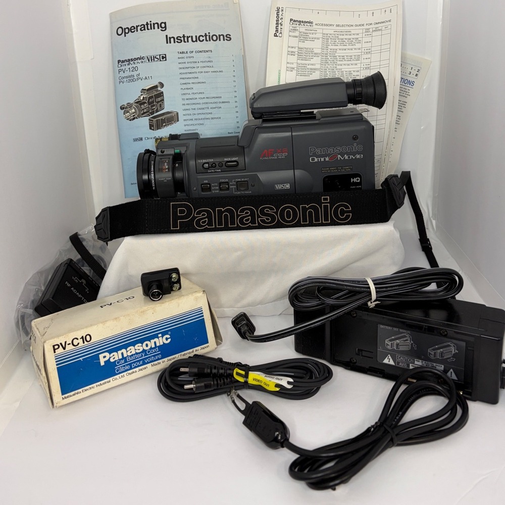 Panasonic OmniMovie VHSC PV-120 Camcorder‎ Bundle and Accessories battery no chg
